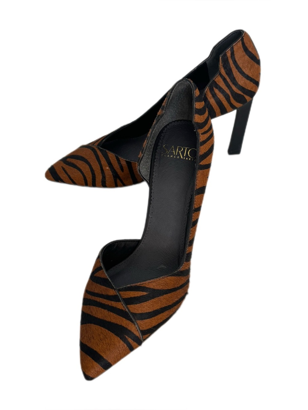 SARTO Franco Sarto Tiger Print Genuine Calf Hair Pointed Toe d'Orsay Heels